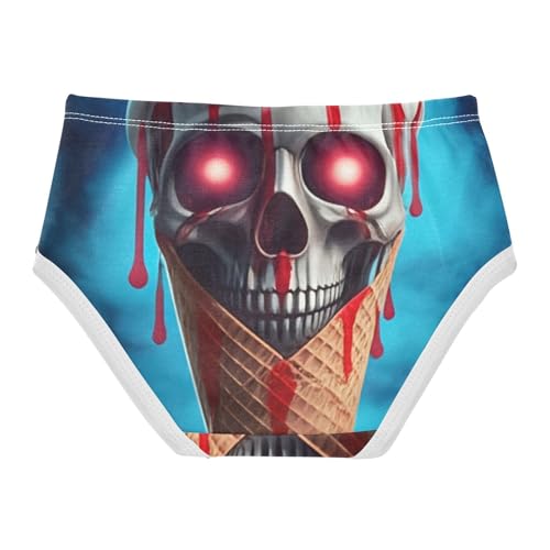 Surreal Ice Cream Cone Skull Blue Toddler Underwear Custom 2t Cotton Panties for Girl Florals Undies Kids Briefs2