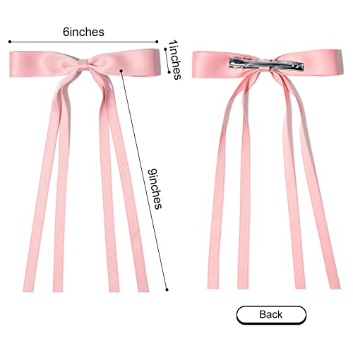 Aileam 6Pcs Hair Bows For Women Hair Clip Hair Tassel Hair Ribbon Ponytail Holder Accessories Slides Metal Clips Barrettes Girls Toddlers Teens Pink Blue White thumb #3