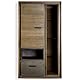 Ibbe Design Wandregal Hängeschrank Regal Braun Lackiert Massiv Akazie Holz Malaga mit Tür und Schublade, Glasregale, L55x B35x H100 cm