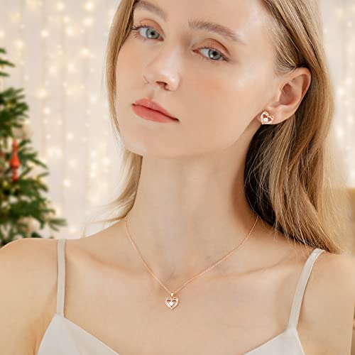 Cde Jewelry Sets For Women Love Heart Pendant Necklaces Earrings, 925 Sterling Silver With Birthstone Zirconia, Mother's Day Birthday Anniversary Valentine’s Day Jewelry Gifts For Women Mom Girls Wife Girlfriend Her #TOP1