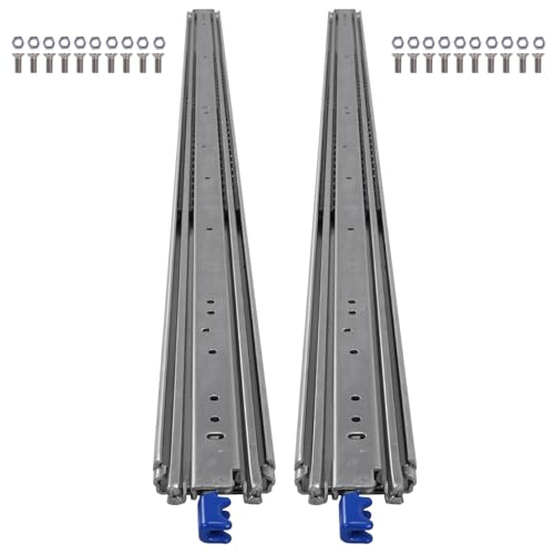 Generic 1 Pair 68inch Side Mount Cabinet Industrial Rail Tool Box Runner with Lock Side Mount Ball Bearing Drawer Glides 500Lbs Load Capacity