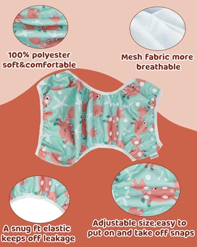 ALVABABY Swim Diapers 3pcs Baby & Toddler Snap One Size Reusable Adjustable Baby Boys' Swim Diapers for Swimming Lessons 3SWY69A