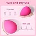 BEAKEY Large, Mini and Standard Makeup Sponges Trio Set with Soft and Bouncy Touch, Beauty Sponges Blender in Rose Pink for Powder, Cream and Liquid Blending