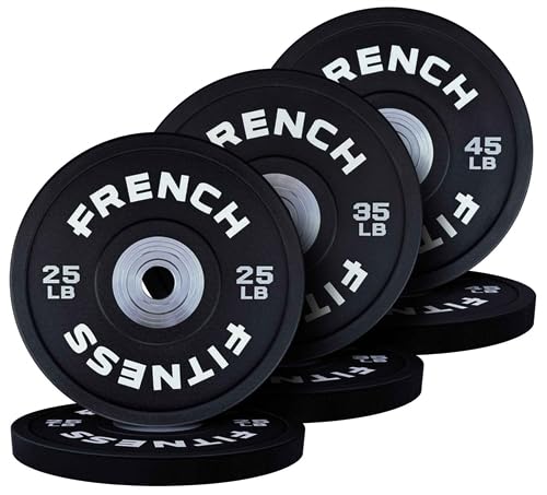 French Fitness Competition Urethane Bumper Plate Set 210 lb Black - Durable High Durometer Urethane, Color Molded Markings, IWF Standard Diameter