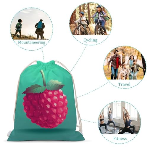 Raspberries Drawstring Backpack Gym Bag Lightweight Sackpack Gift for Hiking Travel Beach Shopping3