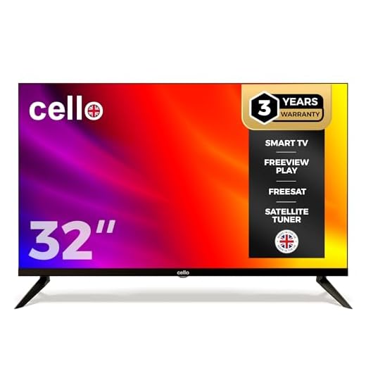 Cello 32" Smart TV LG WebOS HD Ready Televisión con Triple sintonizador S2 T2 FreeSat Bluetooth Disney+ Netflix Apple TV+ Prime Video Made in Europe