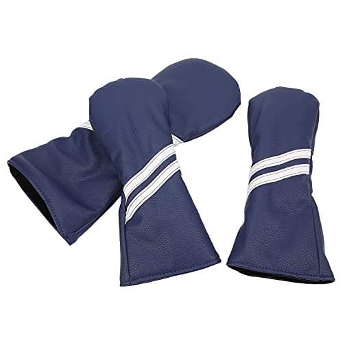 SUNGOOYUE Funda para Cabeza de Madera de Golf, Juego de Fundas para Cabeza de Palo de Golf a Rayas de PU Impermeables para Conductor No.1,3,5