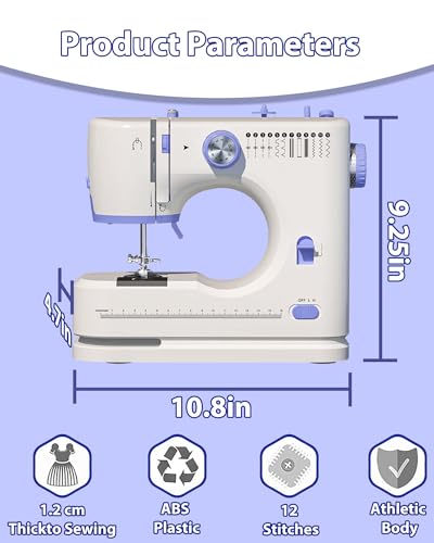 Image of Stoigeld Sewing Machine for Beginners with 20Pcs Fabric & 32Pcs Sewing Threads Kit,Portable Sewing Machine with 12 Built-in Stitches & 2 Speed(High-Low Speeds)-SM-725