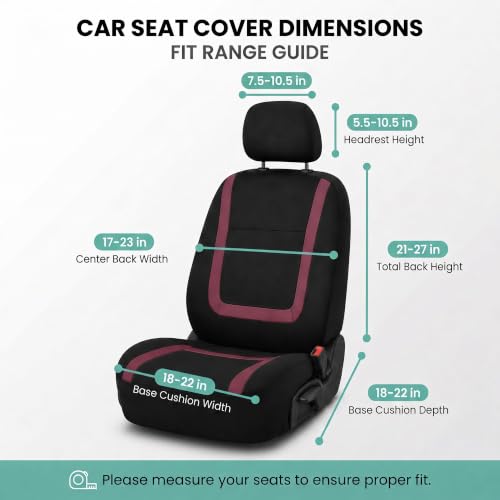 Image of FH Group Car Seat Covers Front Set in Cloth - Car Seat Covers for Low Back Car Seats with Removable Headrest, Universal Fit, Automotive Seat Covers, Car Seat Cover for SUV, Sedan, Van Burgundy