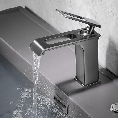 Robinet mélangeur de lavabo avec écoulement cascade et commande précise