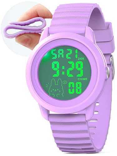 Image of Edillas Kids Digital Watch 7-Color LED Light Waterproof Wristwatch Ideal for Children