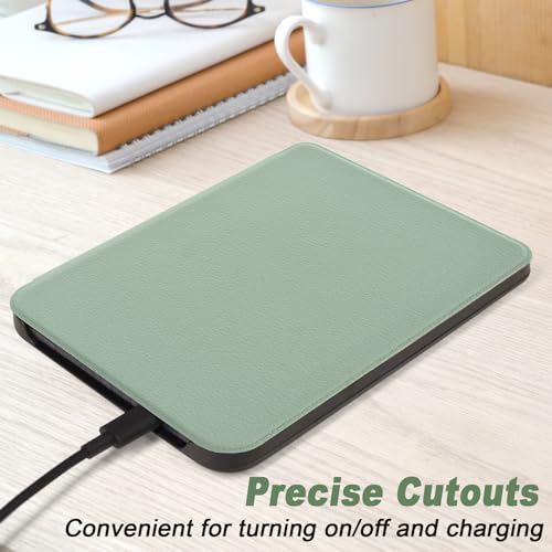 Image of DMLuna Case for Kobo Clara Colour (Model N367) / BW (Model N365) / 2E 6 inch, Ultra Slim Lightweight Folio Premium PU Leather Protective Cover with Auto Sleep /Wake Function, Agave Green