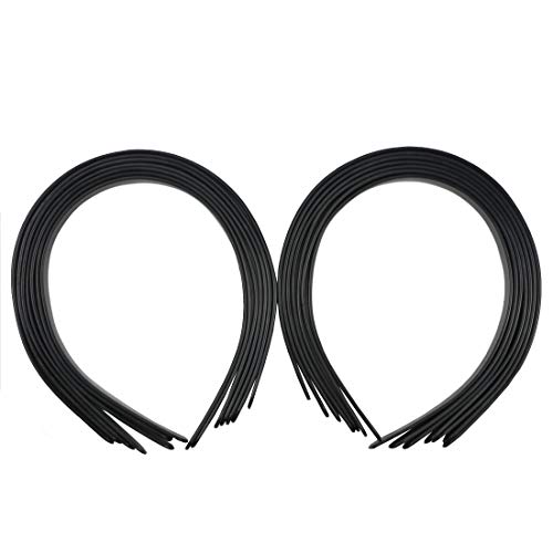 50PCS Amersumer 1/2" Girls Plain No Teeth DIY Plastic Headbands Headwear Hair Accessories (Black） (BLACK)