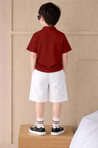 Image of Fashion Dream Boys Cotton Blend Solid Co-ord Set|Boys Co-ord Set|Boy's Clothing Set|Boy's 2 Piece Set|Clothing Set|Boys T-Shirt and Short Set|Co-ords