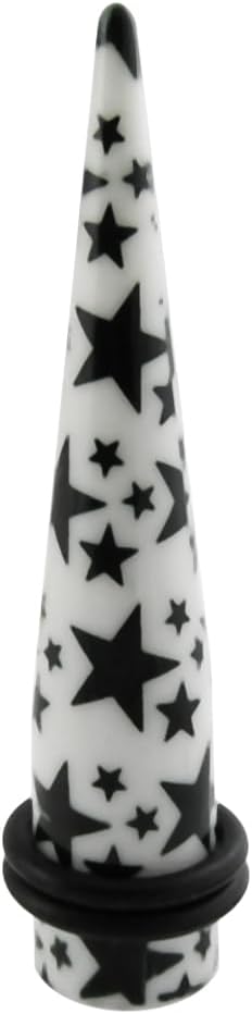 Multi Stars Pattern UV Acrylic Straight Tapers - Expander - Stretching - Gauge Ear Plug Body Piercing Jewelry