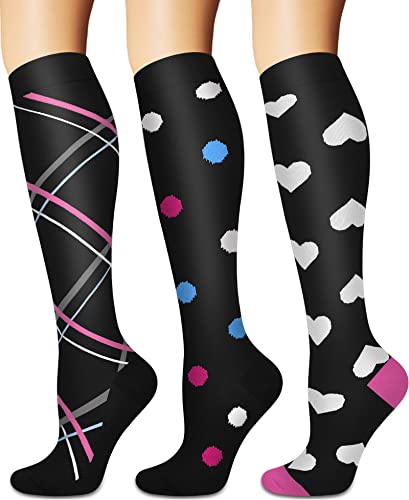 Image of Sooverki Compression Socks for Women and Men Circulation (3 /4 Pairs) is Best Support for Running Athletic Cycling Hiking