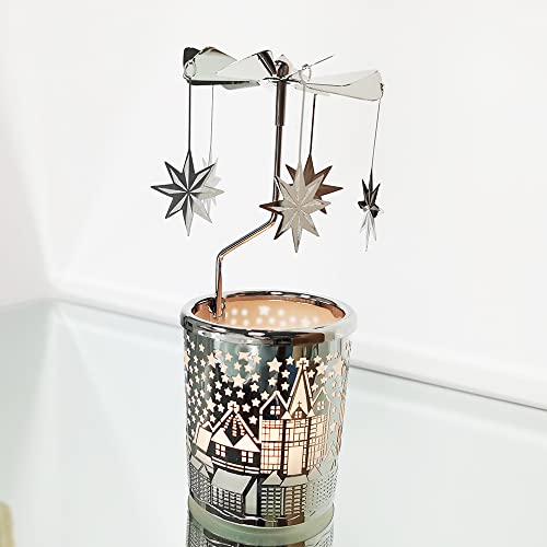 Kingnero JZ-168949 Gift Carousel Candle Tea Light Holder Rotary Candle Holder Spinning Candleholder Metal Windmill Candlestick For Home Decor  thumb #2