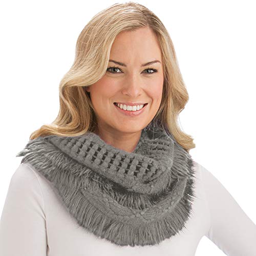 Collections Etc Soft Winter Infinity Fringe Scarf