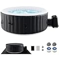 Goplus Inflatable Hot Tub, 4-6 Person Blowup Pool Hottub w/130 Air Jets, Heater Pump, Filter Cartridges, Insulated Cover, Ground Cloth, Portable Outdoor Water SPA (80’’ Round, 4-6 Person)