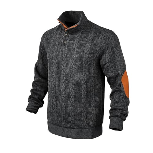 Mens Casual Stand Collar Sweaters, Cashmere Button Long Sleeve, 1/4 Button Pullover & Cable Knit Sweaters2