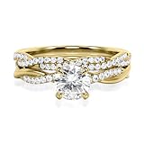 9k/14k/18k Yellow Gold Moissanite Engagement Rings Set for Her, 1ct Round Cut Moissanite Twisted Infinity Ring Weddings Anniversary Jewellery Bridal Gifts for Women