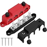 Joinfworld 250A 12V Bus Bar 3/8' Power Distribution Block 4 Studs Junction Block Automotive Marine...