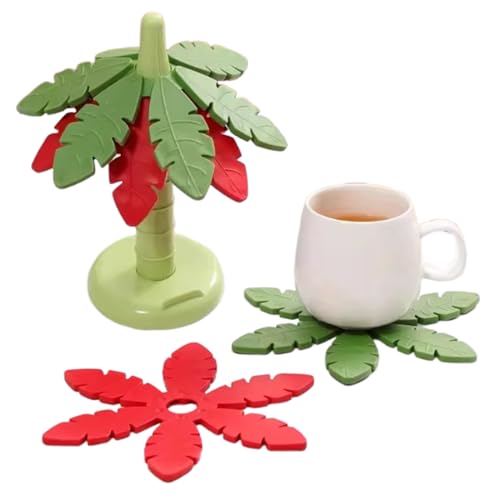 Euyehn Soportes para Platos Calientes En Forma De Árbol, Posavasos De Silicona En Forma De Árbol para Ollas Calientes, Alfombrillas Antideslizantes Y Ahorradoras De Espacio para Cocina Y Decoración