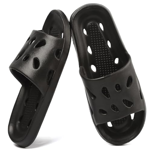 FINLEOO Shower Shoes for Women Men, Comfortable Quick Drying Pool Slides, Non-Slip Beach Sandals Arch Support Bathroom Travel College Dorm Shower Slippers