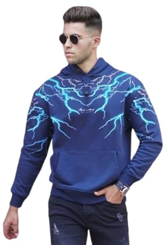 هودي رجالي بتصميم عصري، برق بتأثير ثلاثي الأبعاد – ألوان ومق...
