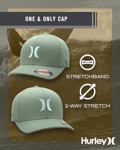 Image of Hurley Mens Textured Fitted Baseball Cap, Moisture Wicking, Curved Brim