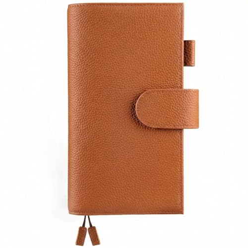 Image of Genuine Leather Planner Cover for Hobonichi Weeks /Weeks Mega with Pen Loop, Card Slots, Back Pocket, and Bookmarks (Brown)