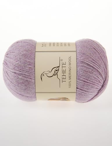 Image of 100% Merino Wool Yarn for Knitting 3-Ply Luxury Warm Soft Lightweight Crochet Yarn(Light Purple,3Balsl)