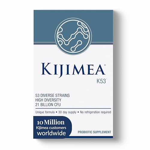 Image of Kijimea K53, 53 synergistic probiotic strains, High Diversity, Zinc & Vitamin B6. Supports a Healthy Gut microbiome and intestinal Regularity, for Women & Men, No Refrigeration, 30 Capsules