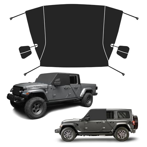 Image of Z8 Windshield Cover for Ice and Snow,600D Windshield Snow Cover with Side Mirror Cover for 2018-2024 Jeep Wrangler JL JLU 4XE & 2020-2024 Jeep Gladiator JT Winter Frost Hail Protector Windshield