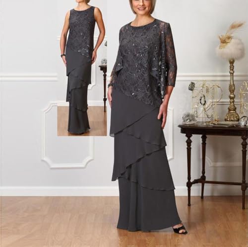 Mother of The Bride Dresses for Wedding Long Evening Formal Dresses Lace Wedding Guest Groom Dress with Jacket Sequin2