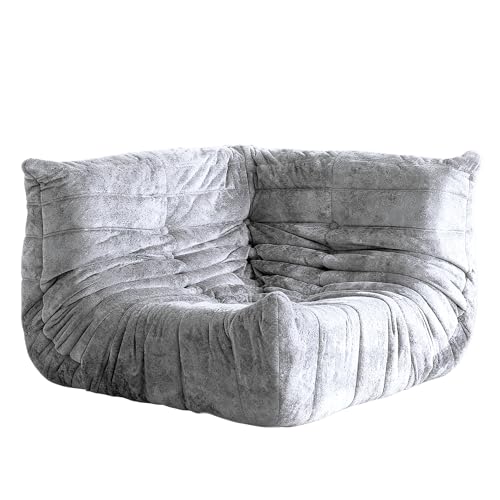 Image of Bean Bag Chair, Memory Foam Bean Bag Chairs for Adults, Fireside Corner Chair Lazy Floor Corner Sofa for Living Room, Bedroom, Dorm, Office(Light Grey)