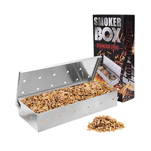 Räucherbox Edelstahl Smoker Box Räucherkasten Grillzubehör für Gasgrill Kohlegrill BBQ Grill für Feinste Raucharomen