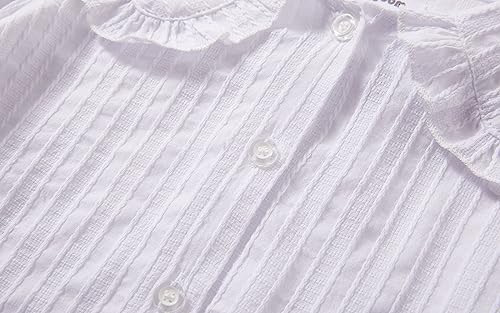 Image of Mud Kingdom Girls Blouse Shirts Spring Fall Long Sleeve Button-Down Top Ruffle Collar