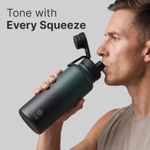 Image of CULT Insulated Water Bottle 1 Ltr - Stainless Steel Water Bottle for School Kids, Adults & Gym | Leakproof Double Wall Vacuum Flask for Hot & Cold | Durable Everyday Bottle (Green)
