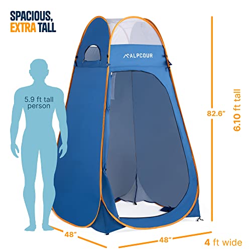 Alpcour Tienda Plegable Portátil – Tienda de Privacidad para Baño Portátil, Ducha y Vestidor para Camping y Exterior – Espaciosa, Extra Alta e Impermeable con Accesorios de Utilidad - Resistente y Fácil de Plegar miniatura 6