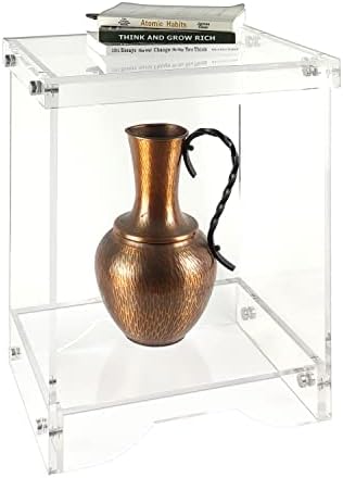 Gekko and Co. Acrylic Side Table, Acrylic Nightstand with Storage - Clear Night Stand, Coffee Table, Clear End Table for Bedroom, Living Room, Home Office, Hallway, Bathroom (Single-Tone Clear)