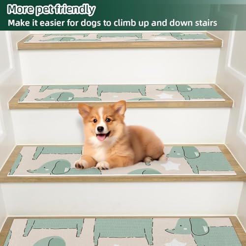 Peldaños de madera alfombrados Inuboshi 8 x 30 protectores antideslizantes para escaleras perros 6