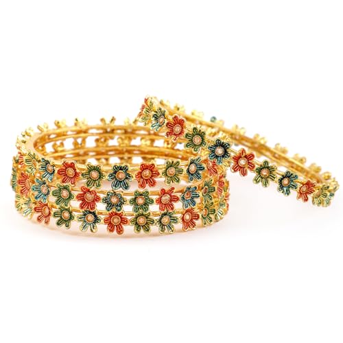 Image of Rubans Bangles Set Gold Plated Traditional Ethnic Stylish Trendy Jewellery Gift for Women & Girls
