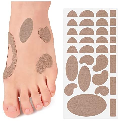 66 Pieces Moleskin Pads Knit Mole Skin Patches Heel Stickers Blister Prevention Pads Heel Slip Pads Anti-wear Heel Pads Use for Chafing Blister Prevention Heel and Toe (Kind of Shapes) Cover