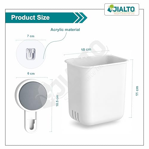 Image of JIALTO Wall Mounted Toothbrush Holder for Bathroom, Abs Plastic Toothbrush Stand & Toothpaste Holder, Self Adhesive Bathroom Organizer, Toothbrush Storage Rack, Pack of 3