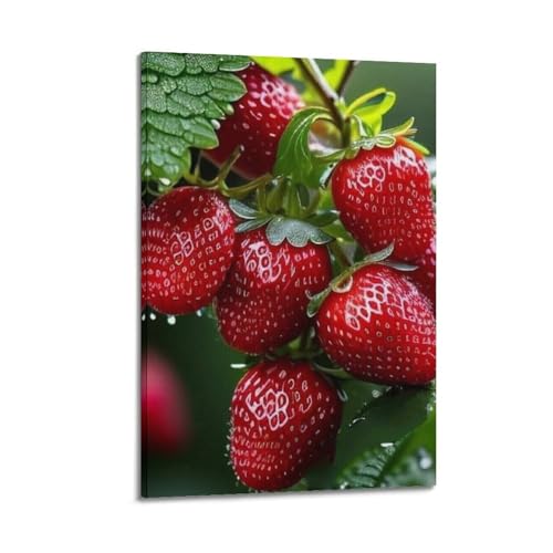 Poster mural de fraises fraîches ZHOUKEG 40x60 cm pour déco cuisine