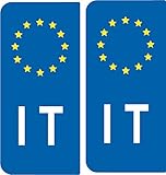  SAFIRMES - 2 adesivi per targa auto IT Italia - Identificatore europeo
