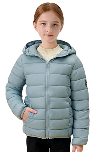 Maoo Garden Girls Boys Winter Puffer Fake Down Jacket Kids Lightweight Packable Hooded Warm Coat 2108 Greyblue 10Y #TOP7