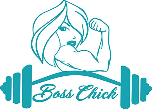 Boss Chick Barbell Decal - Boss Lady Weightlifter Gym Fitness Workout Decal, Laptop Decal, Car Window Sticker (6") #TOP1