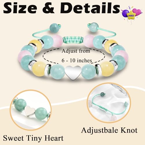 Image of 9 Year Old Girl Birthday Gifts 9th girls gifts heart Charm Stone Bracelet for Daughter /Granddaughter /Niece /Friends